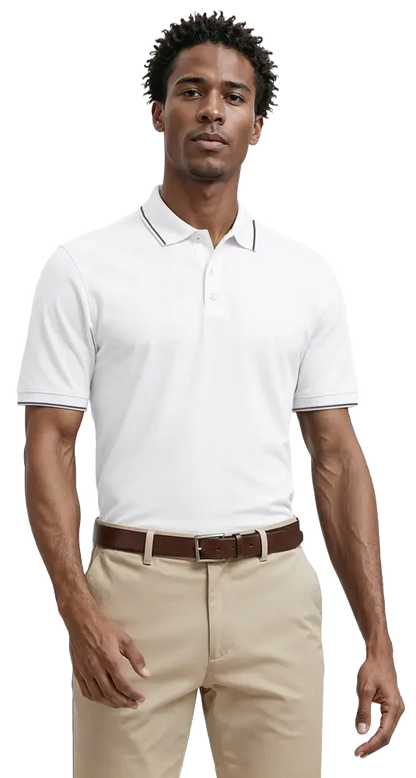 Blue Generation Men's Striped Trim Value Wicking Polo-BG7301