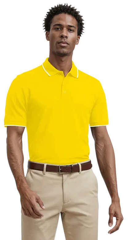 Blue Generation Men's Striped Trim Value Wicking Polo-BG7301