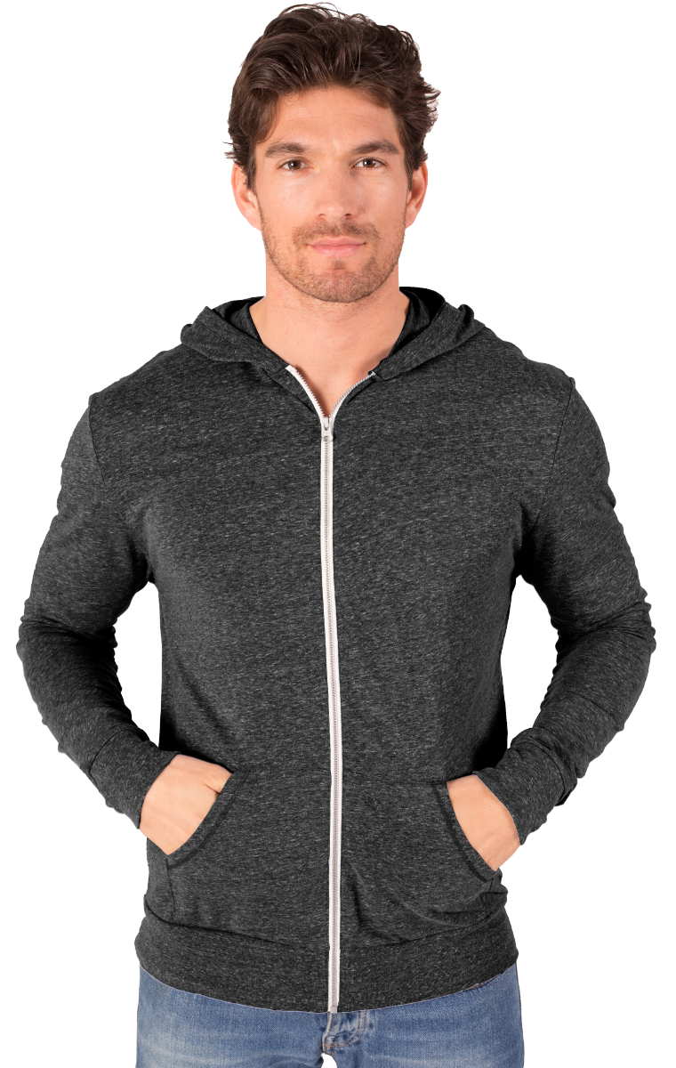 Blue Generation Adult Triblend Contrast Zip Front Hoodie-BG7308