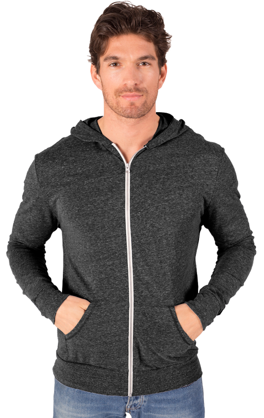 Blue Generation Adult Triblend Contrast Zip Front Hoodie-BG7308