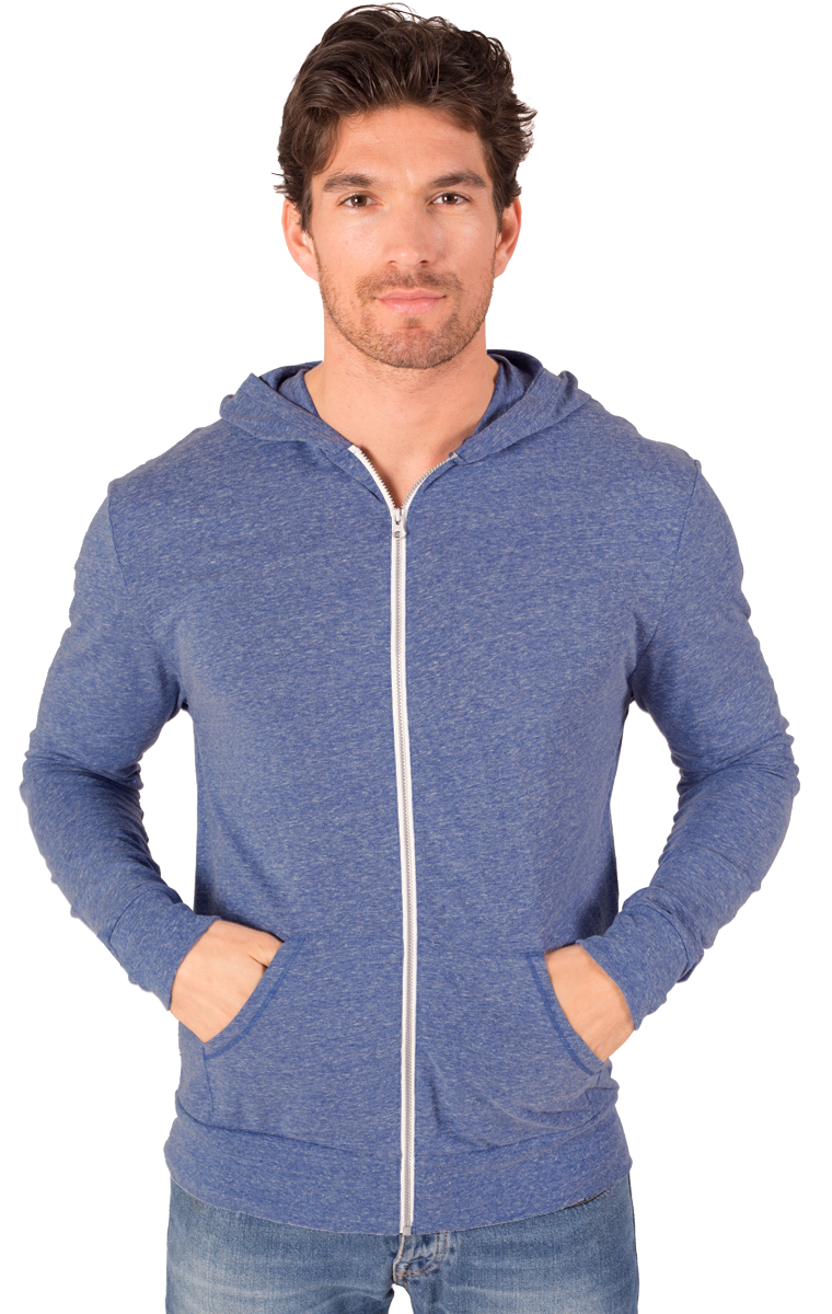 Blue Generation Adult Triblend Contrast Zip Front Hoodie