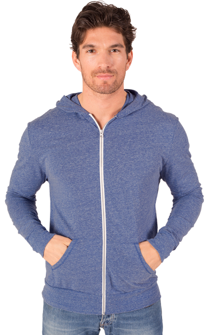 Blue Generation Adult Triblend Contrast Zip Front Hoodie-BG7308