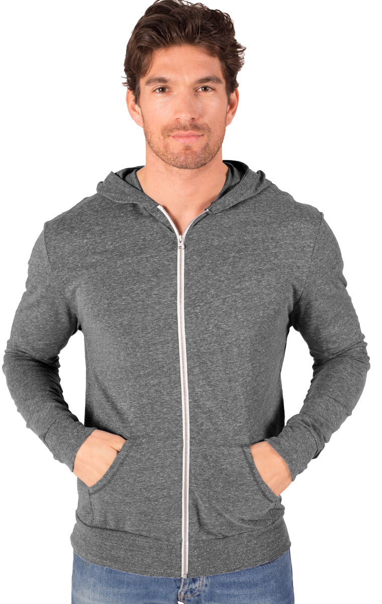 Blue Generation Adult Triblend Contrast Zip Front Hoodie-BG7308