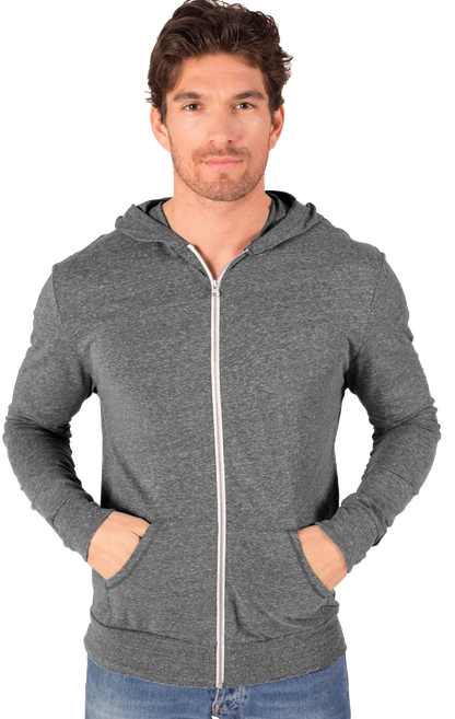 Blue Generation Adult Triblend Contrast Zip Front Hoodie-BG7308
