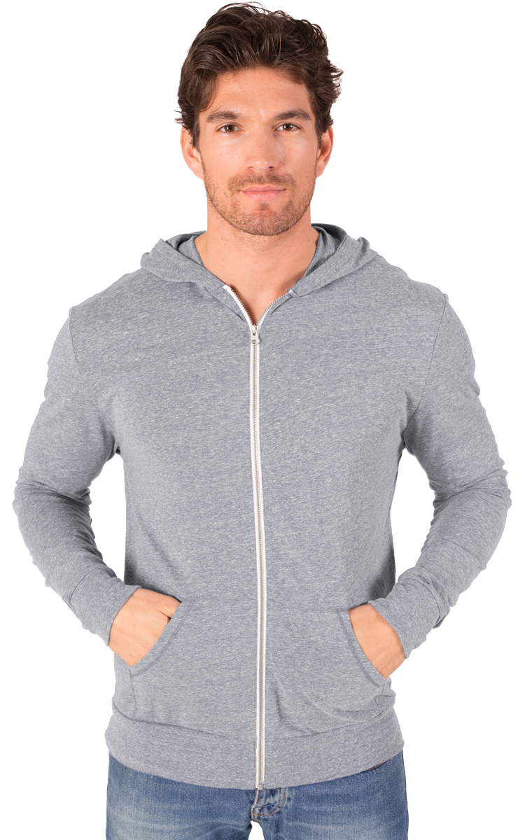 Blue Generation Adult Triblend Contrast Zip Front Hoodie-BG7308