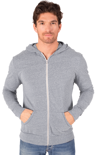 Blue Generation Adult Triblend Contrast Zip Front Hoodie-BG7308