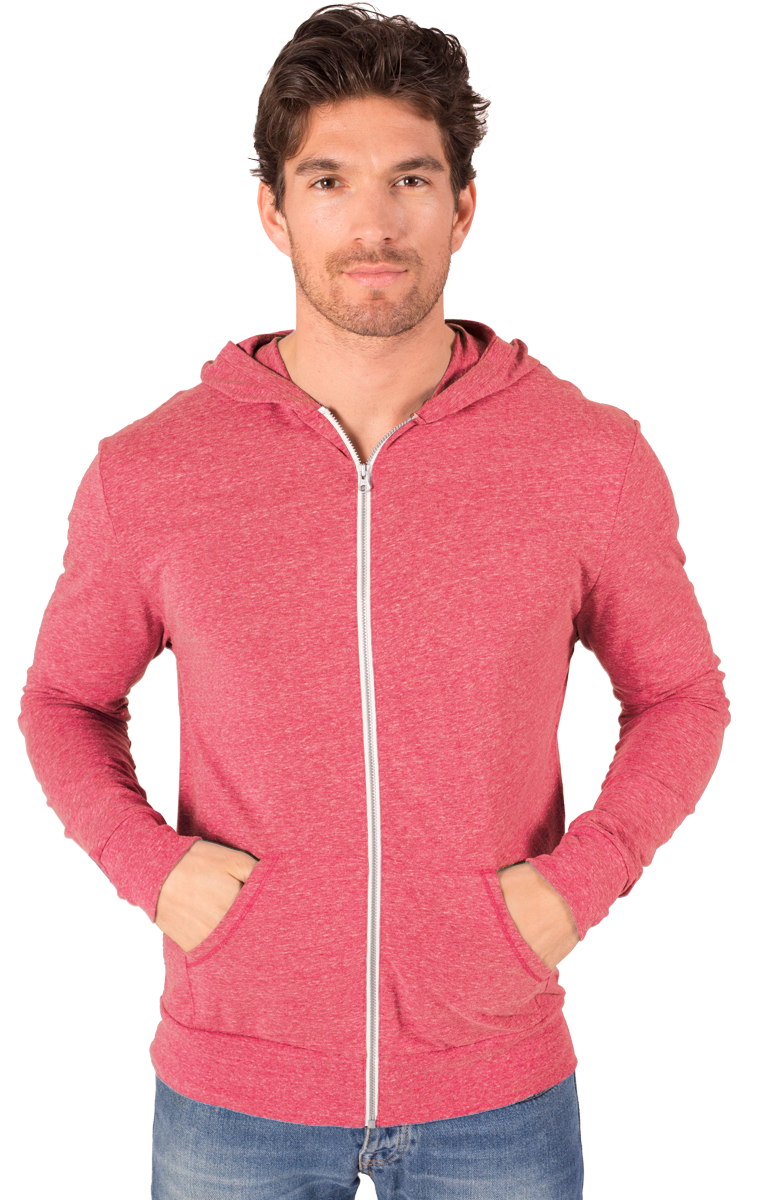 Blue Generation Adult Triblend Contrast Zip Front Hoodie-BG7308