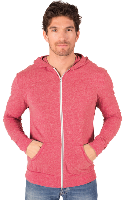 Blue Generation Adult Triblend Contrast Zip Front Hoodie-BG7308