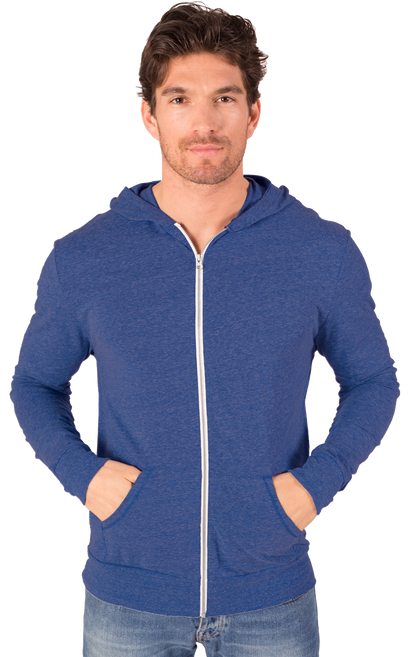 Blue Generation Adult Triblend Contrast Zip Front Hoodie