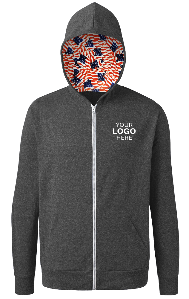 Blue Generation Americana Triblend Contrast Zip Front Hoodie-BG7308HA