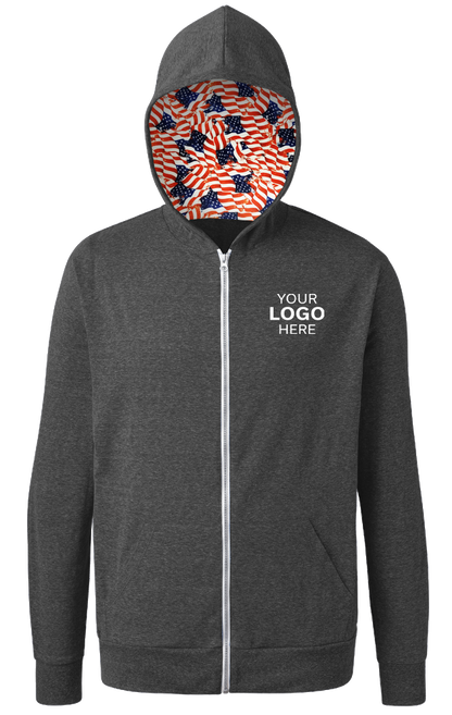 Blue Generation Americana Triblend Contrast Zip Front Hoodie-BG7308HA