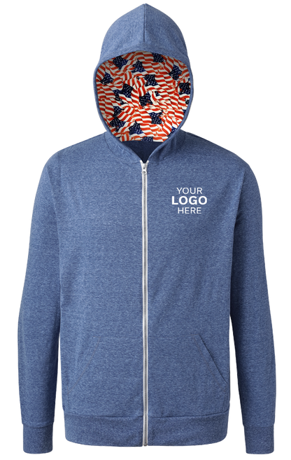 Blue Generation Americana Triblend Contrast Zip Front Hoodie-BG7308HA