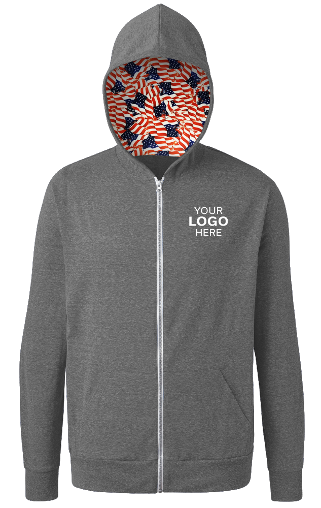 Blue Generation Americana Triblend Contrast Zip Front Hoodie-BG7308HA