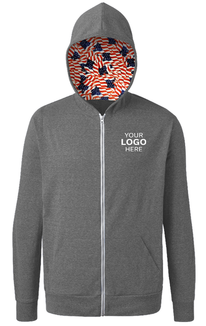 Blue Generation Americana Triblend Contrast Zip Front Hoodie-BG7308HA