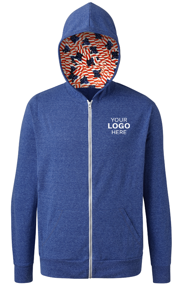 Blue Generation Americana Triblend Contrast Zip Front Hoodie-BG7308HA