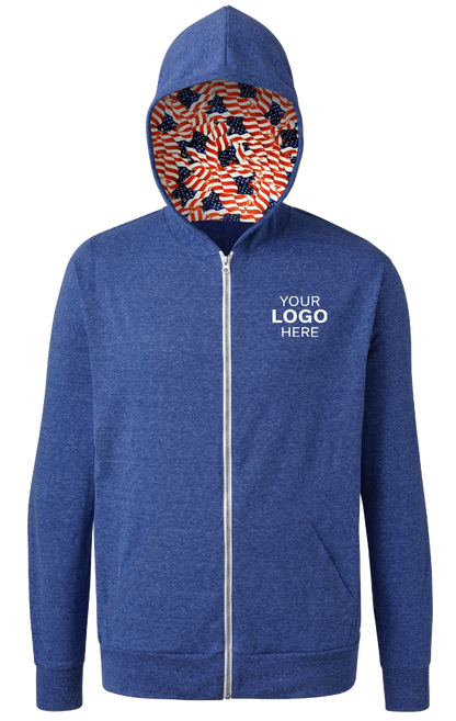 Blue Generation Americana Triblend Contrast Zip Front Hoodie-BG7308HA