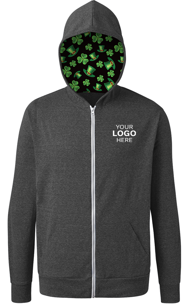 Blue Generation St. Patrick’s themed Triblend Contrast Zip Front Hoodie-BG7308HK
