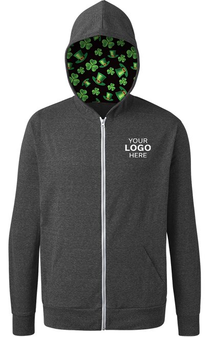 Blue Generation St. Patrick’s themed Triblend Contrast Zip Front Hoodie-BG7308HK