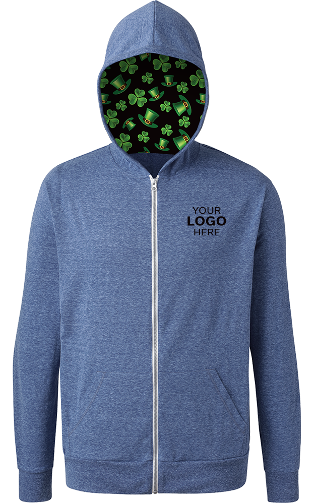 Blue Generation St. Patrick’s themed Triblend Contrast Zip Front Hoodie-BG7308HK