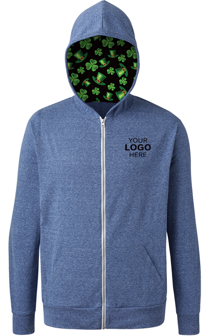 Blue Generation St. Patrick’s themed Triblend Contrast Zip Front Hoodie-BG7308HK