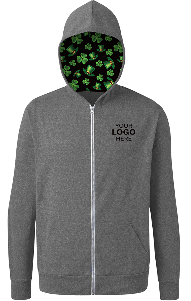 Blue Generation St. Patrick’s themed Triblend Contrast Zip Front Hoodie-BG7308HK