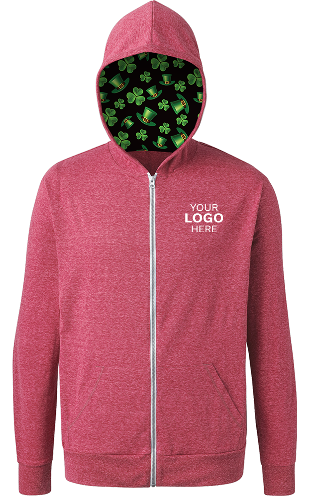Blue Generation St. Patrick’s themed Triblend Contrast Zip Front Hoodie-BG7308HK