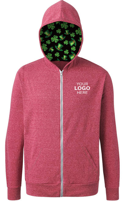 Blue Generation St. Patrick’s themed Triblend Contrast Zip Front Hoodie-BG7308HK