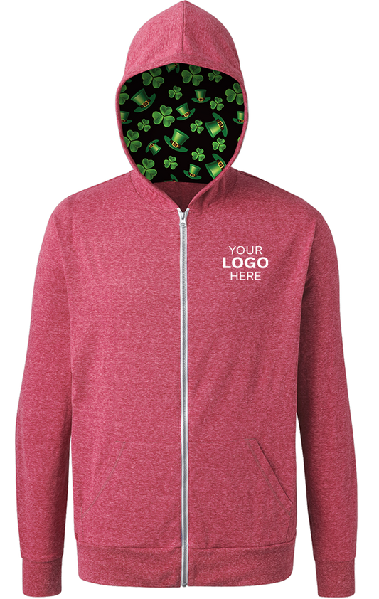 Blue Generation St. Patrick’s themed Triblend Contrast Zip Front Hoodie-BG7308HK