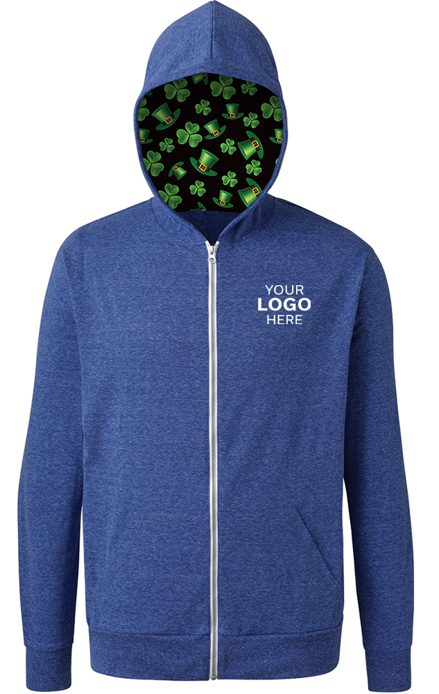 Blue Generation St. Patrick’s themed Triblend Contrast Zip Front Hoodie-BG7308HK