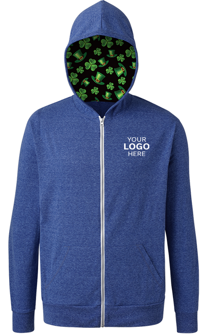 Blue Generation St. Patrick’s themed Triblend Contrast Zip Front Hoodie-BG7308HK