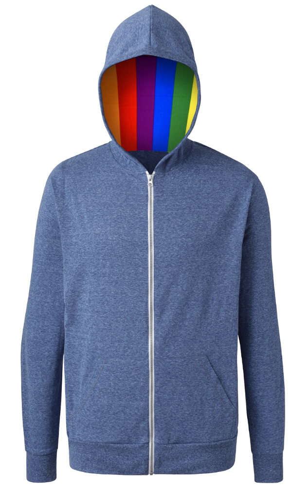 Blue Generation Pride Triblend Contrast Zip Front Hoodie-BG7308HP