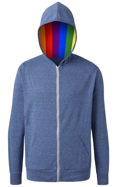Blue Generation Pride Triblend Contrast Zip Front Hoodie-BG7308HP