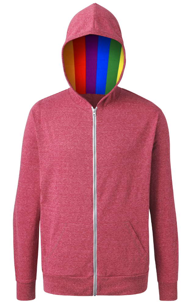Blue Generation Pride Triblend Contrast Zip Front Hoodie-BG7308HP