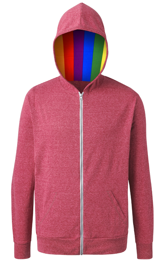 Blue Generation Pride Triblend Contrast Zip Front Hoodie-BG7308HP