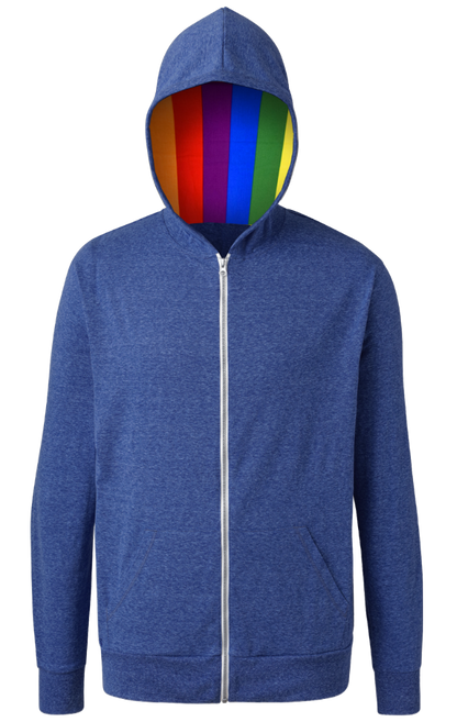 Blue Generation Pride Triblend Contrast Zip Front Hoodie-BG7308HP