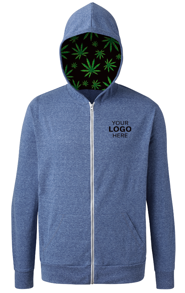 Blue Generation Cannabis Triblend Contrast Zip Front Hoodie-BG7308HW