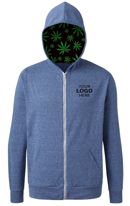 Blue Generation Cannabis Triblend Contrast Zip Front Hoodie-BG7308HW