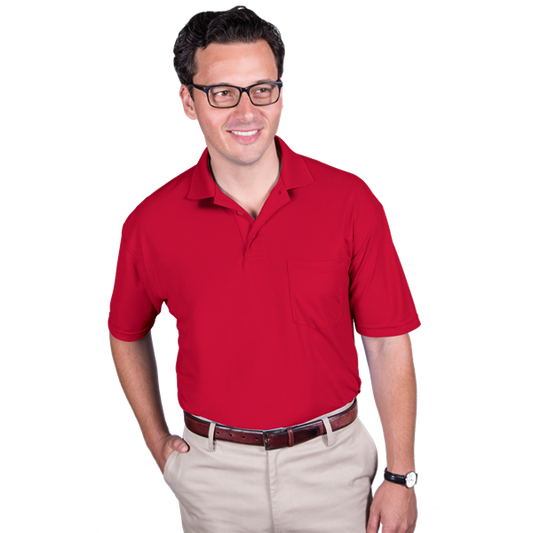Blue Generation Adult Soft Touch S/S Pocket Polo - BG7501C Clearance - Red (S, M, 2XL, 4XL, 5XL, 6XL)