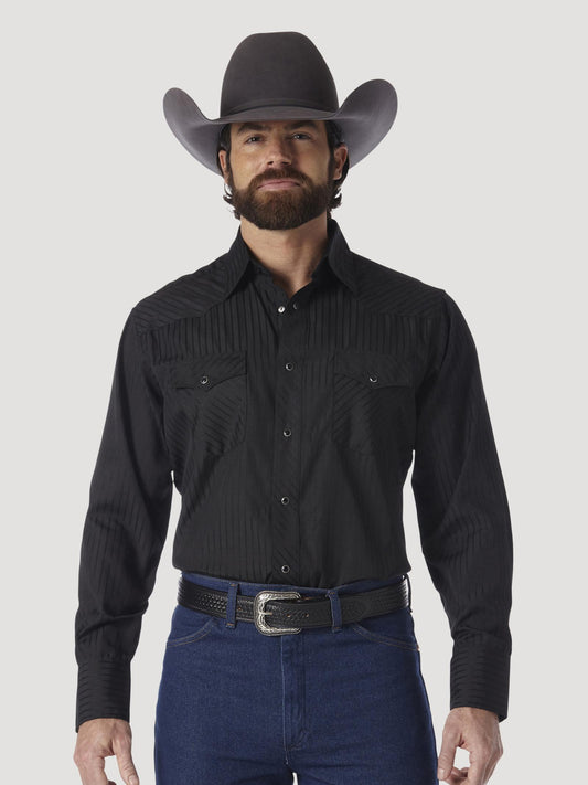 Wrangler® Sport Western Snap Shirt - Black - 75214BK
