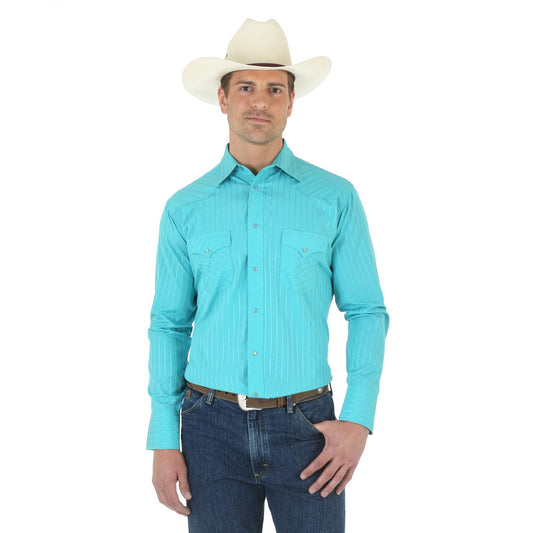 Wrangler® Sport Western Long Sleeve Shirt - Turquoise
