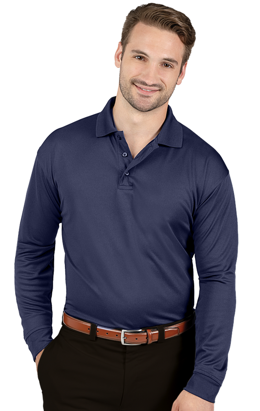 Blue Generation Adult Avenger Long Sleeve Polo-BG7602 -Navy