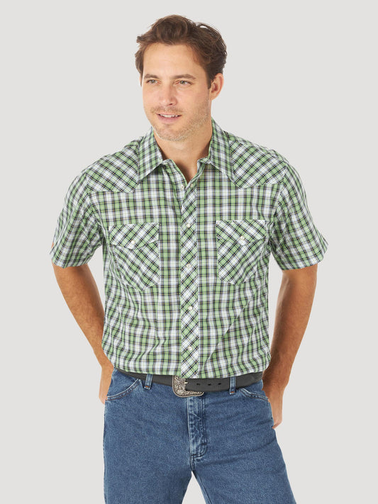 Wrangler® Sport Western Snap Shirt - Short Sleeves (Regular Sizes) - Plaid - 76204PP