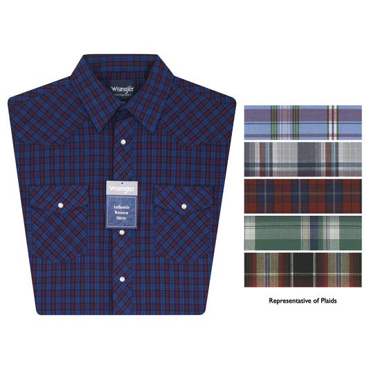 Wrangler® Sport Western Snap Shirt - Short Sleeves (Regular Sizes) - Plaid