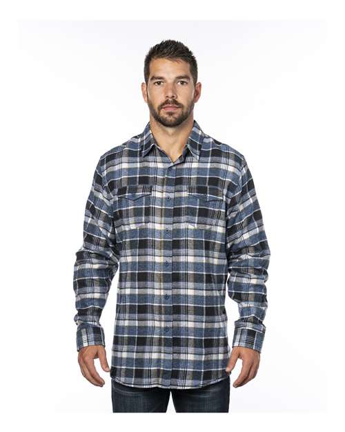 Burnside Yarn-Dyed Long Sleeve Flannel Shirt, Blue