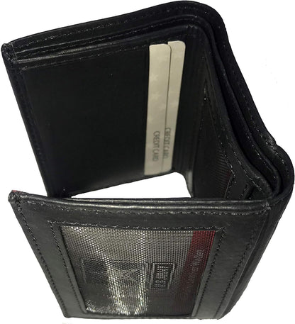 U.S. Military Men's Embossed Leather Wallet Black Army Trifold