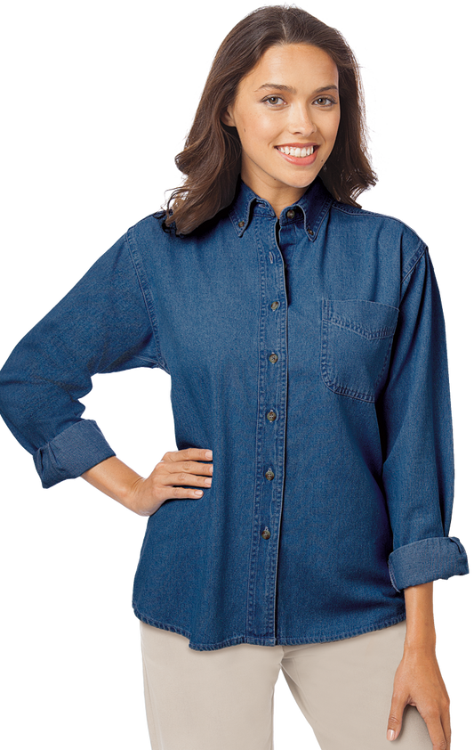 Blue Generation Ladies' L/S 100% Cotton Denim Shirt-BG8202