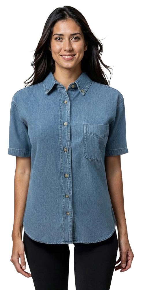 Blue Generation Ladies' S/S 100% Cotton Denim Shirt-BG8202S