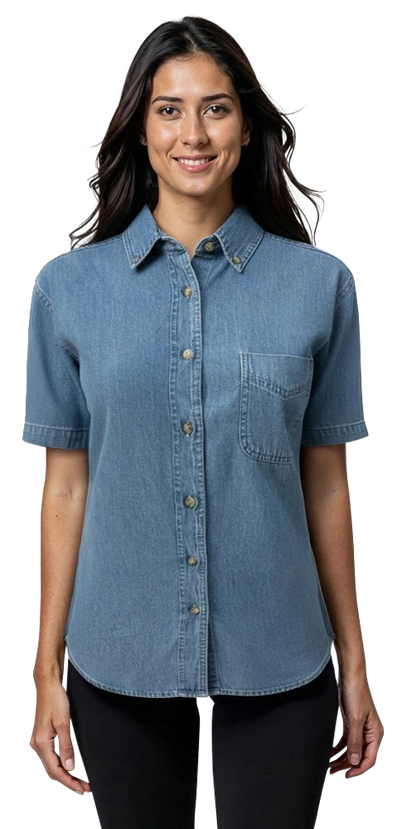 Blue Generation Ladies' S/S 100% Cotton Denim Shirt-BG8202S