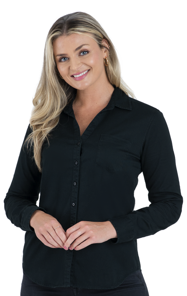 Blue Generation Ladies L/S Untucked Denim-BG8203
