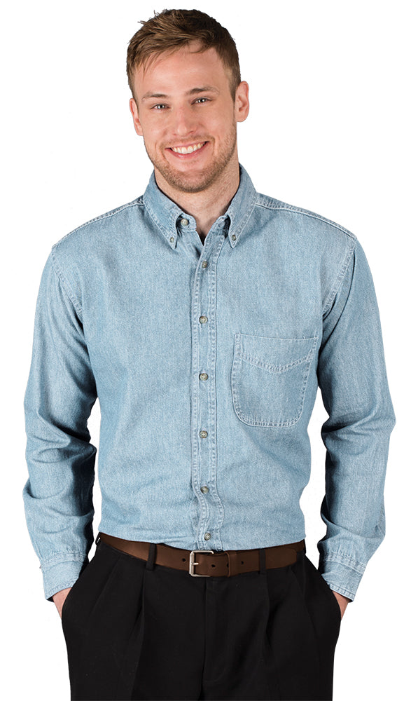 Blue Generation Men's L/S 100% Cotton Denim Shirt-Men Tall-BG8206